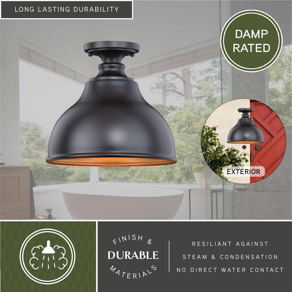 Delano Black and Gold Indoor/Outdoor Flush Mount Light