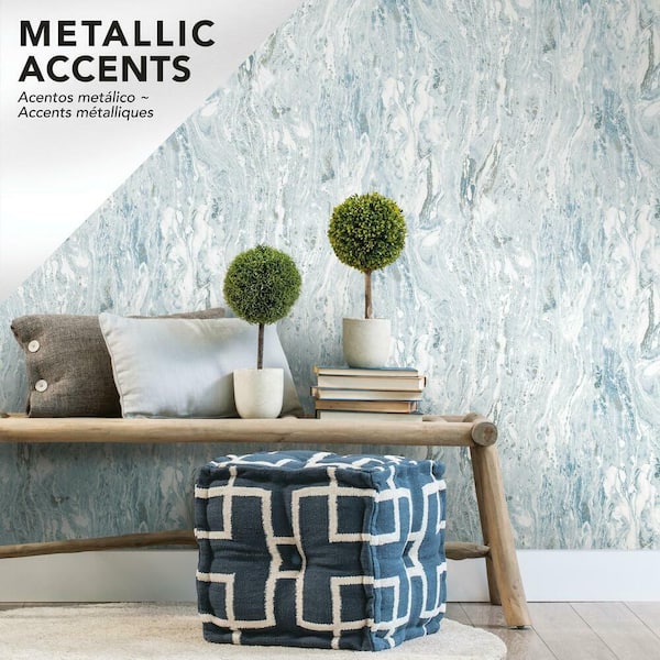  PVC Wallpaper Self Adhesive abstract white blue marble