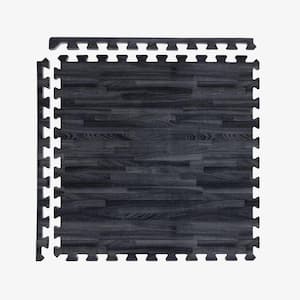FlooringInc Black 2 ft. x 2 ft. x 5/8 in. T Soft Wood Print Foam Flooring Tiles (12 tiles/48 sq. ft.)