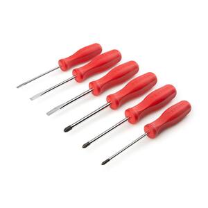 Phillips/Slotted Hard-Handle Screwdriver Set, 6-Piece (#1-#3,3/16-5/16 in.) - Chrome Blades