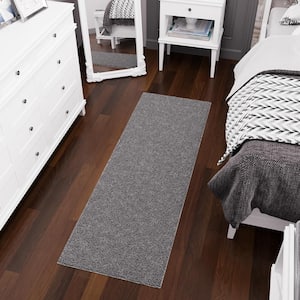 Softy Bath Collection Non-Slip Rubberback Solid Soft Grey 2 ft. 2 in. x 6 ft. Indoor Runner Rug