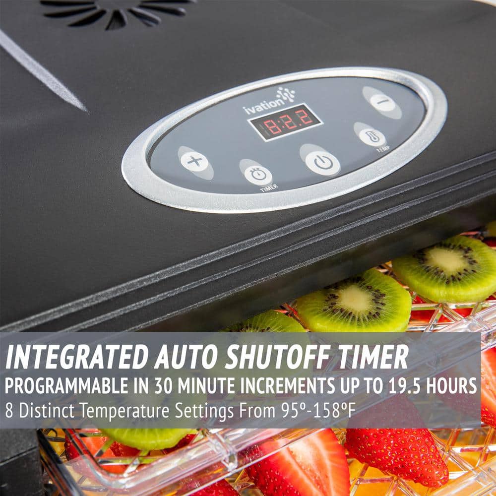 Ivation 9-Tray Black Digital Food Dehydrator with Adjustable Thermostat