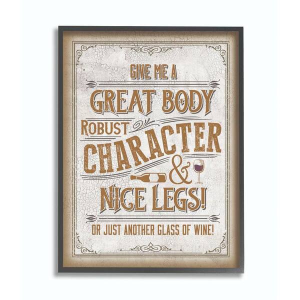 Stupell Industries 16 in. x 20 in. "Great Body Wine Sign Funny Word Design" by Retrorocket Studio Framed Wall Art