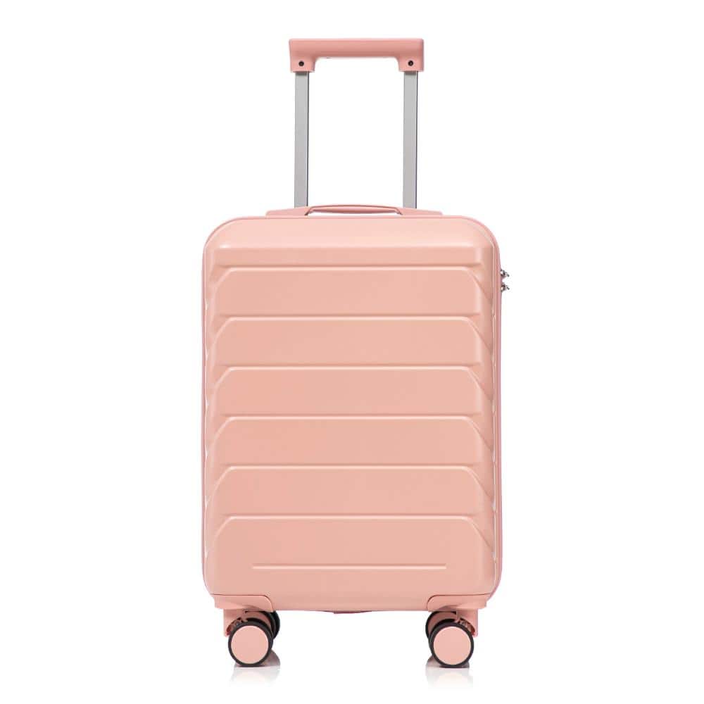 20 Inch ABS Hard Spinner Luggage, Scratch Resistant Shell, Combination Lock, Pink