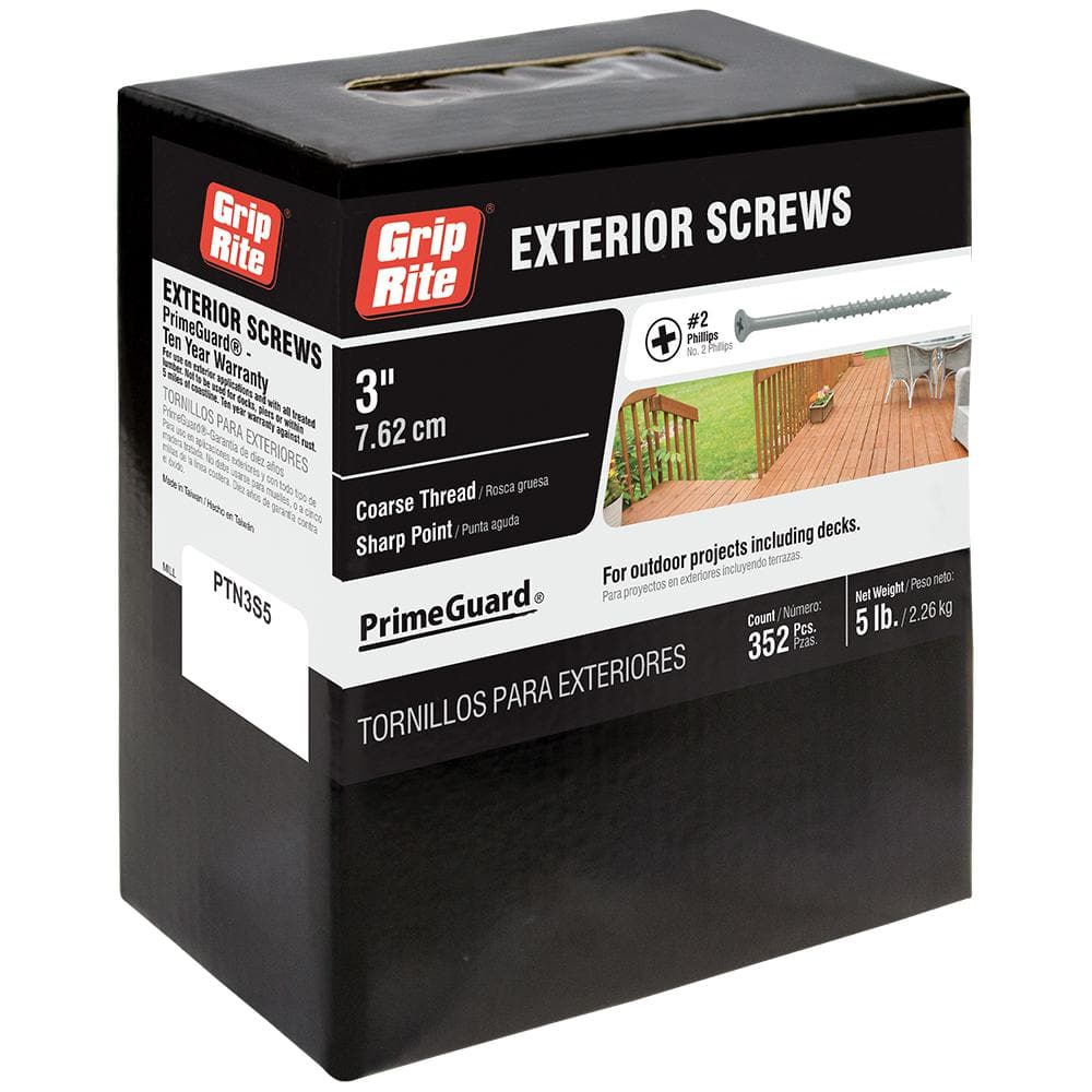 Grip-Rite #9 x 3 in. Philips Bugle-Head Coarse Thread Sharp Point Polymer Coated Exterior Screw (5 lbs.-Pack) -  PTN3S5