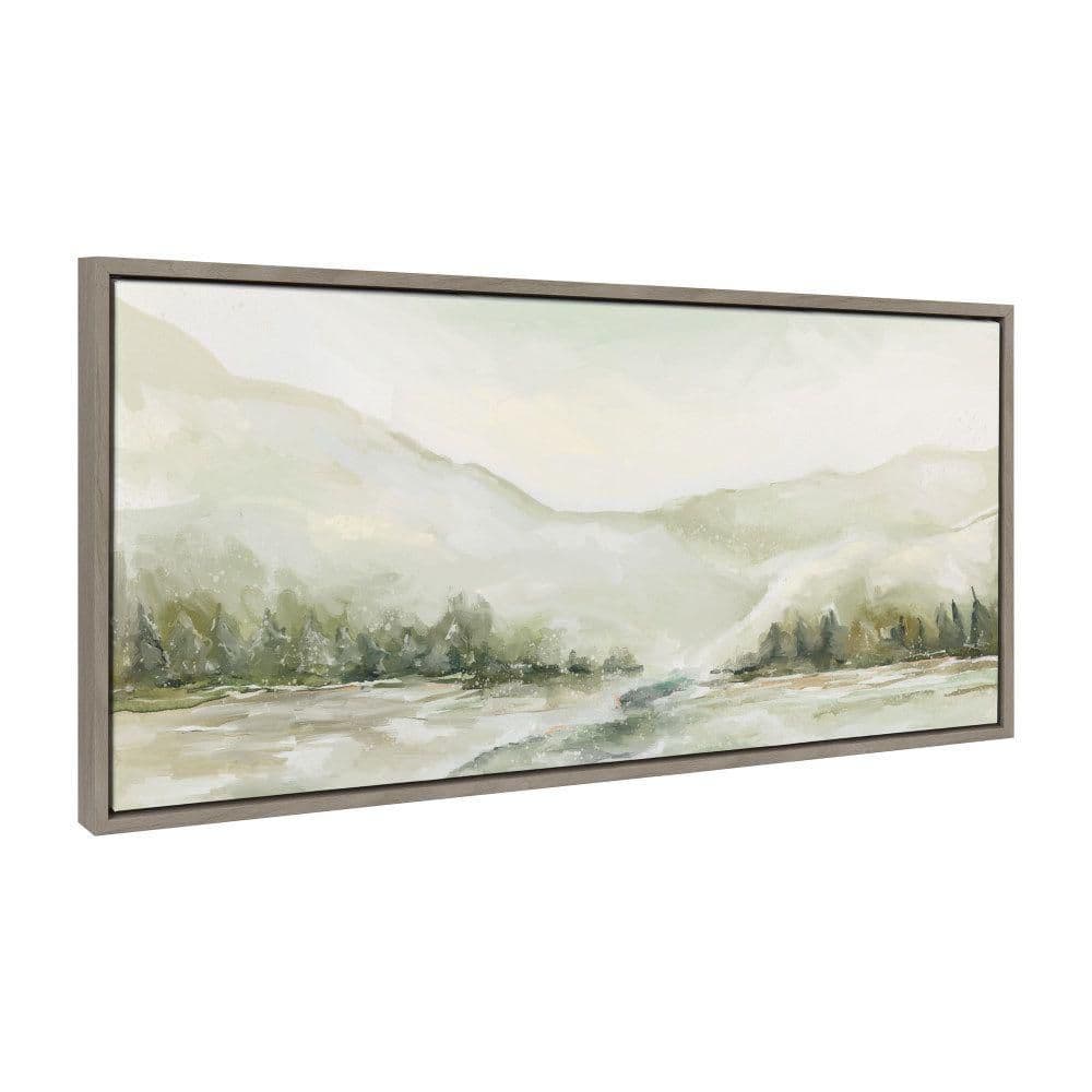 Gray Framed Winter Landscape Canvas Print, 18" x 40"