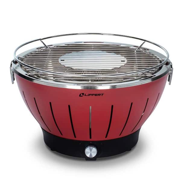 Lippert Portable Charcoal Grill in Red with Cooler Attachment and Carry Case, Charcoal type