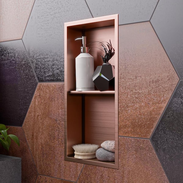 ALFI BRAND 12 in. W x 24 in. H x 4 in. D Stainless Steel Shower Niche in Brushed Copper PVD