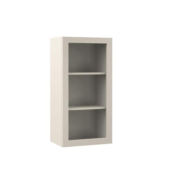 Hampton Bay Designer Series Melvern 18 in. W x 12 in. D x 36 in. H Assembled Shaker Wall Open Shelf Kitchen Cabinet in Cloud