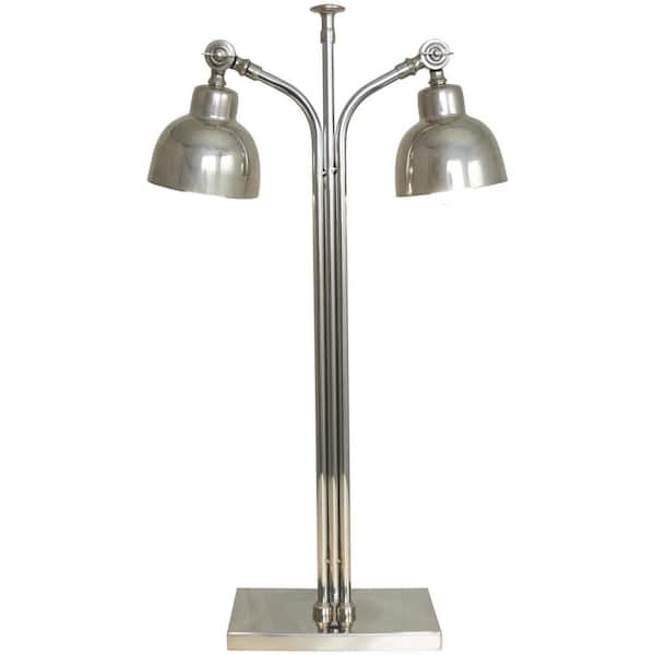 Litton Lane 29 in. Silver Stainless Steel Metal Task and Reading Desk Lamp with Dual Shades