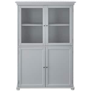 Hampton Harbor 36 in. W x 14 in. D x 53 in. H Gray Freestanding Linen Cabinet