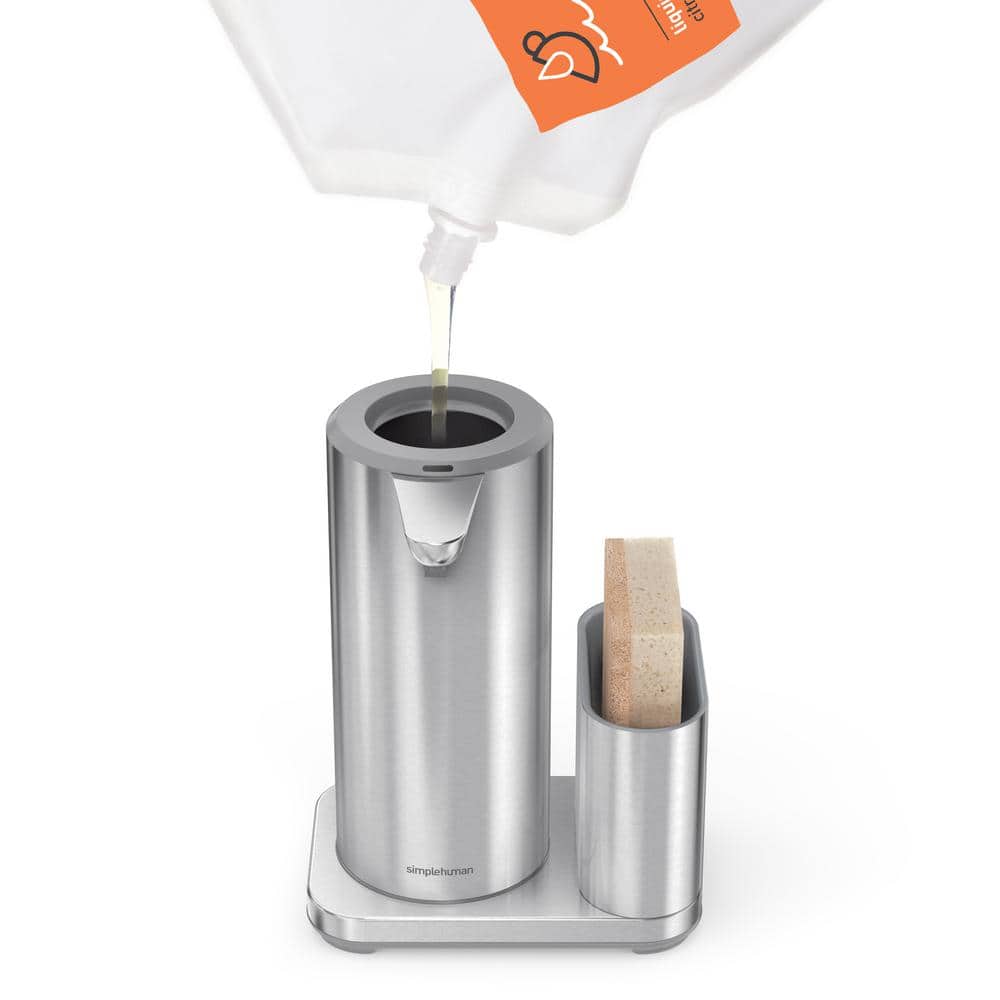 Brushed Stainless Steel Touch-Free Sensor Soap Pump with Caddy