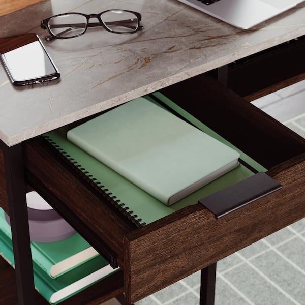 Sauder International Lux L-Desk - Umber Wood