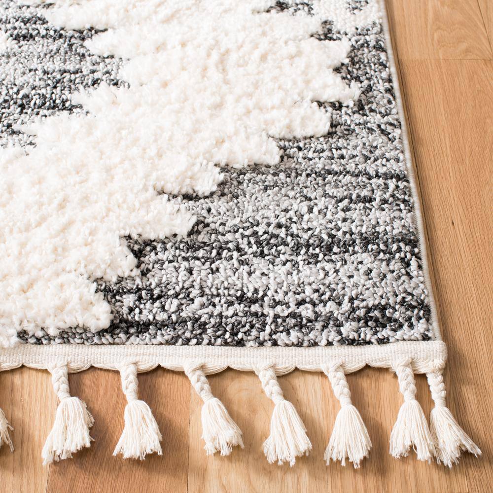 Ivory and Grey Diamond Shag 8' x 10' Area Rug