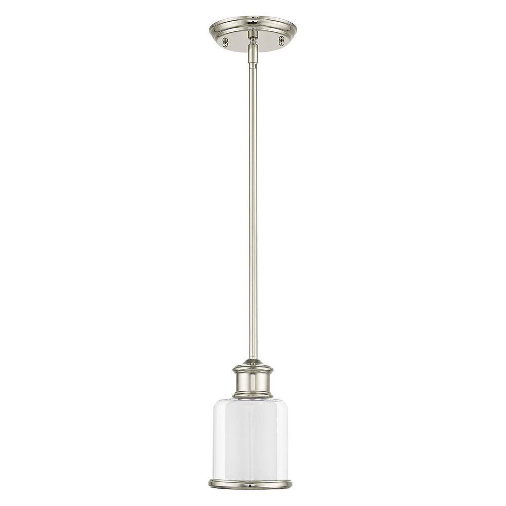Polished Nickel Modern Mini Pendant Light with Handcrafted Glass