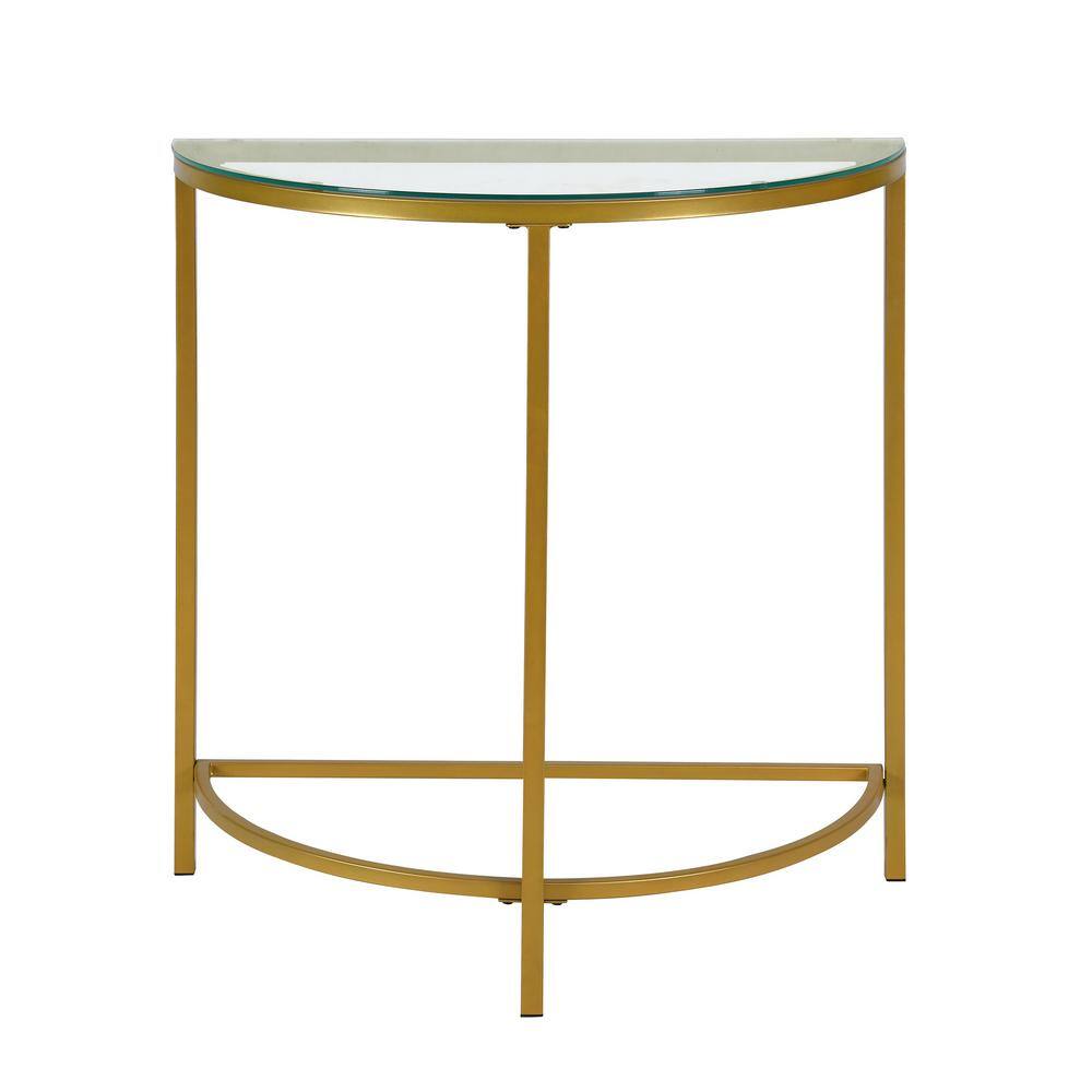 Fenice Gold Metal and Glass Demilune Console Table