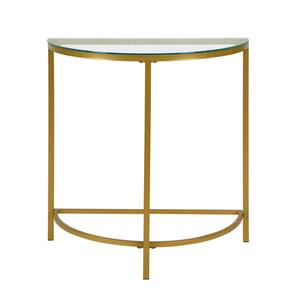 Fenice 29 in. Gold Standard Half Moon Glass Console Table