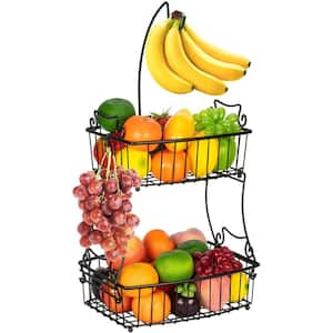 2 Tier Detachable Fruit Basket Bowl with Banana Hanger