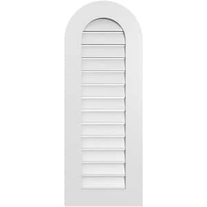 16 in. x 42 in. Round Top Surface Mount PVC Gable Vent: Functional with Standard Frame