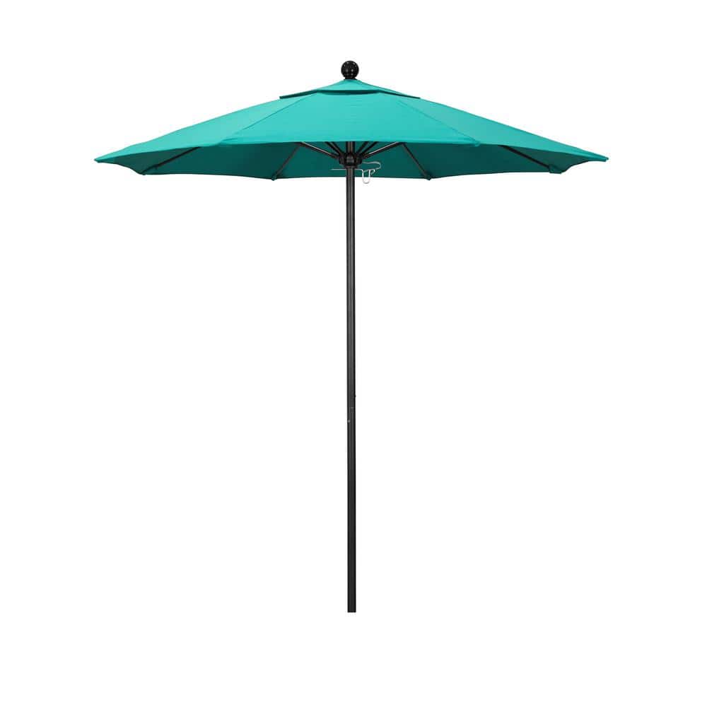 California Umbrella 7.5 ft. Black Aluminum Commercial Market Patio Umbrella with Fiberglass Ribs and Push Lift in Aruba Sunbrella -  ALTO758302-5416