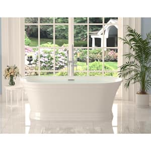 66.73 in. x 30.5 in. Pure Acrylic Soaking Bathtub with Center Drain in Glossy White, Pop-up Drain