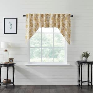 Dorset Floral 36 in. L Cotton Swag Valance in Gold Creme Pair