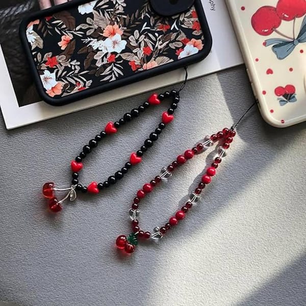 Yichuhaoxi Phone Charm Strap Cute Cell Phone Lanyard Wrist Strap Beaded Camera String Kawaii Accessories for Women 2-59927FPH005