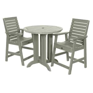 Weatherly Eucalyptus 3-Piece Counter Height Plastic Outdoor Dining Set in Eucalyptus Set