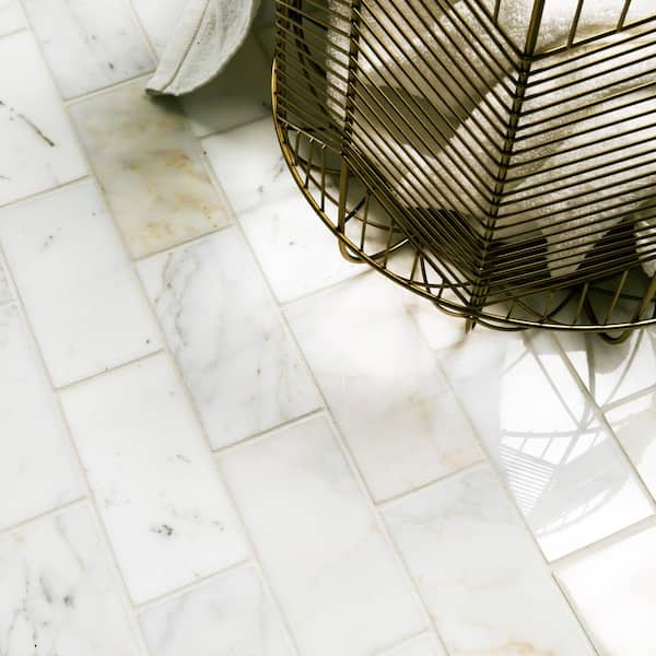 Calacatta Gold 3 in. x 6 in. Polished Marble Floor and Wall Tile (5 sq. ft. / Case)
