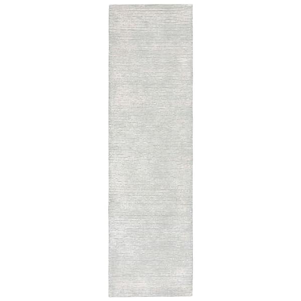 Mirage 2 ft. x 8 ft. Ivory/Blue Minimalist Striated Runner Rug