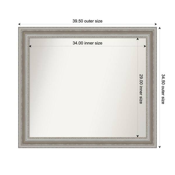 Amanti Art Parlor Silver 39.5 in. x 34.5 in. Custom Non-Beveled Recycled Polystyrene Framed Bathroom Vanity Wall Mirror