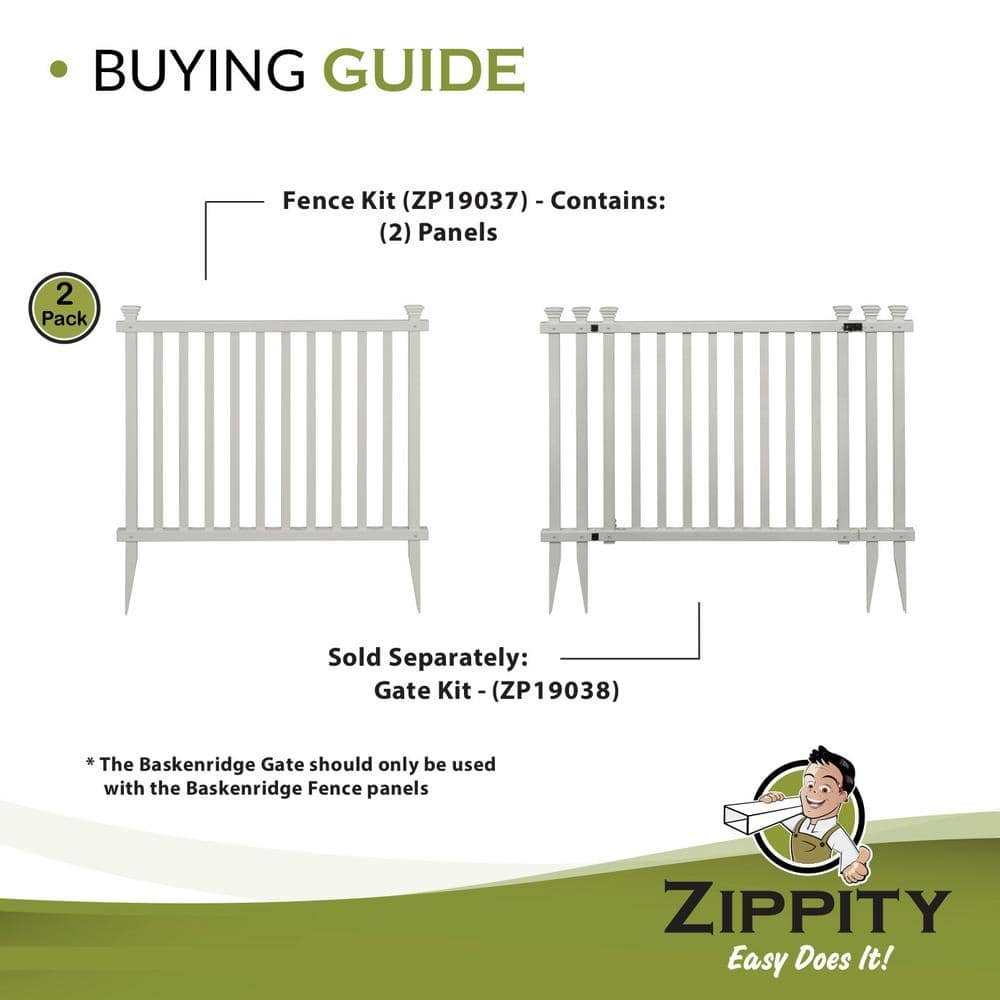 Baskenridge 3-ft White Vinyl Picket Fence Gate Kit