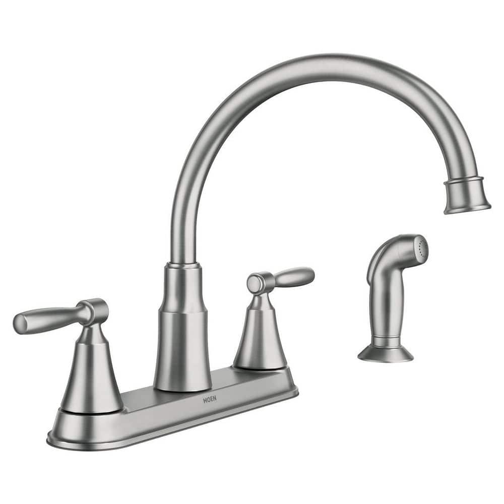 Moen Hutchinson Spot Resist Stainless 2-Handle Deck Mount Mid-Arc Kitchen Faucet