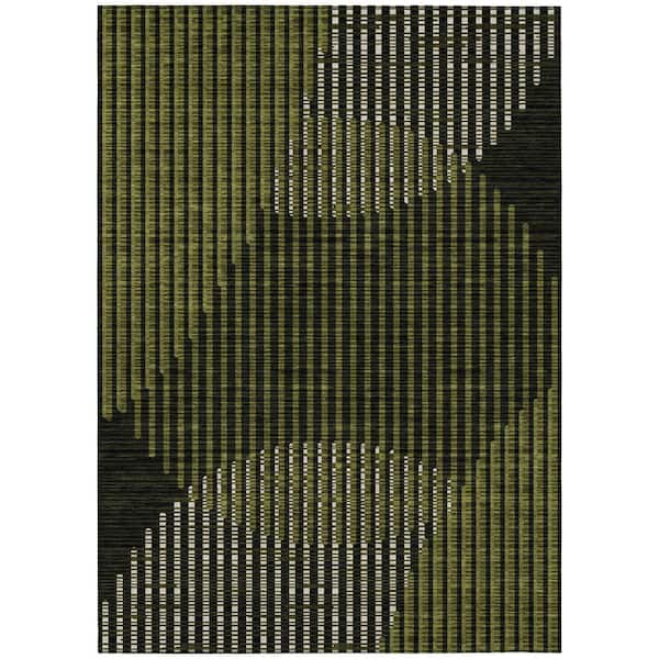 Chantille Machine Washable Indoor/Outdoor Abstract ACN1001 Olive 9 ft. x 12 ft. Area Rug
