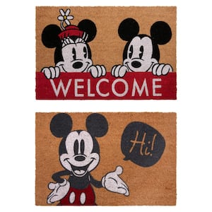 Mickey Mouse Hi and Welcome 20 in. x 34 in. Coir Door Mat (2-Pack)