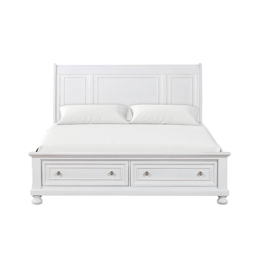 Meade White Wood Full Panel Beds