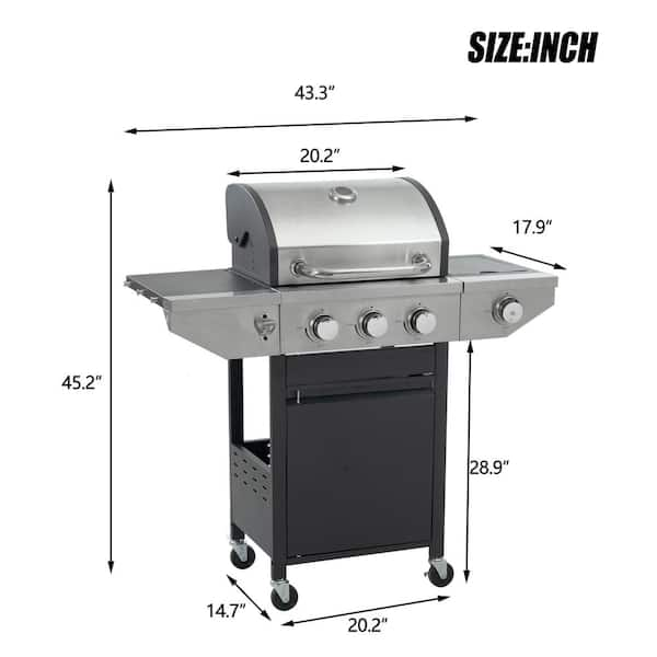 Large Propane Gas Grill 3-Burner with Grill Mats and Accessories Grill Kit  21PC