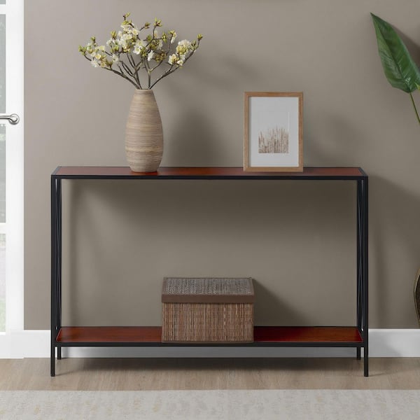 Convenience Concepts Tucson 9 in. Black/Cherry Rectangle Wood Console Table