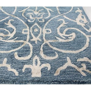 Greenwich Azure 8 ft. x 10 ft. (7'9" x 9'9") Floral Transitional Area Rug