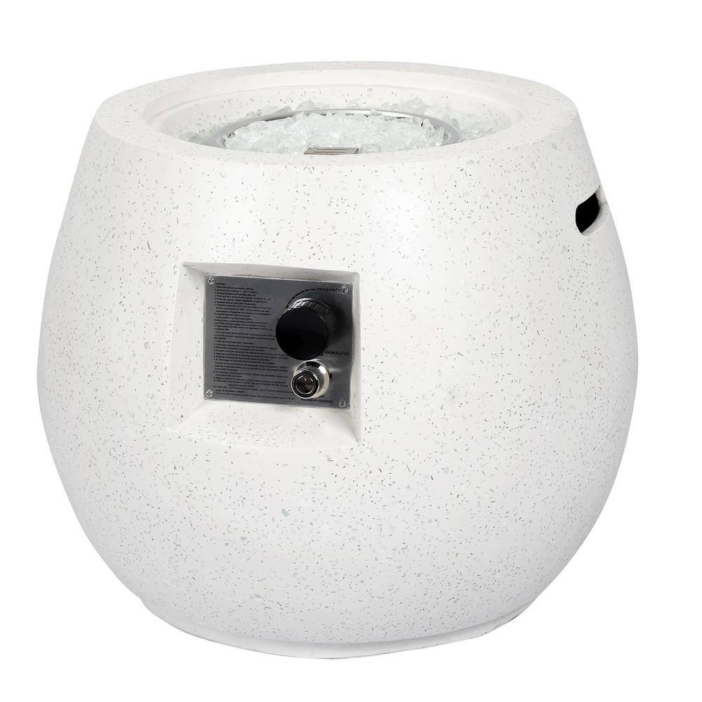 40000-BTU 21.25 in. W White Concrete Propane Stainless Steel Round Picnic Tables Outdoor Fire Pit Table with Lid price history on PriceWatchPro
