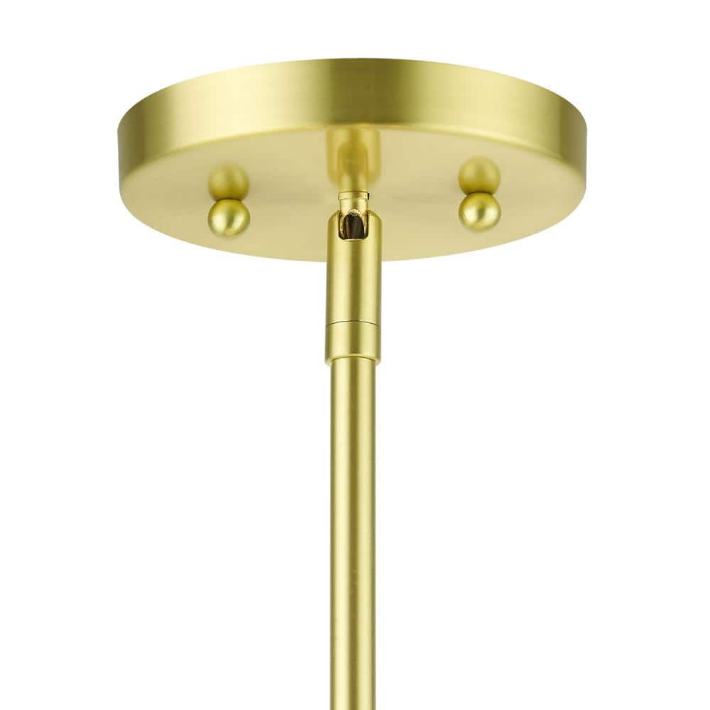 Satin Brass 4-Light Drum Chandelier with Off-White Shade