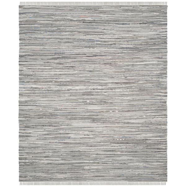 SAFAVIEH Rag Rug Gray 9 ft. x 12 ft. Gradient Striped Area Rug RAR121A ...