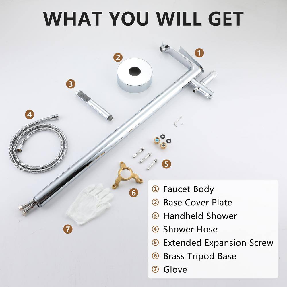 Chrome Plated Freestanding Bathtub Faucet with Handshower