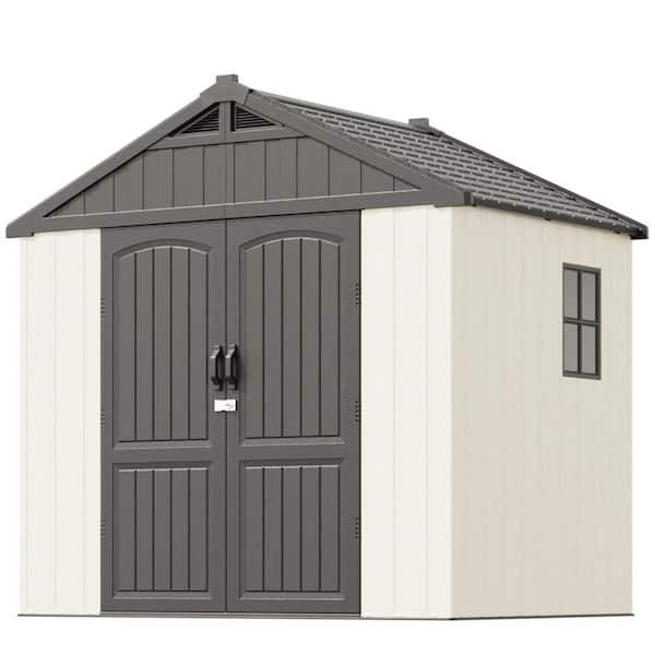 Ultimate Luxury 8 ft. W x 6 ft. D Outdoor Storage Plastic Shed with Sloping Roof and Double Lockable Door (41.9 sq. ft.)