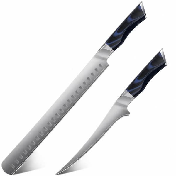 2-Piece BBQ Carving Knife Set 11.6 in. Brisket Slicer and 7 in. Fillet Knife, Japanese High Carbon Steel