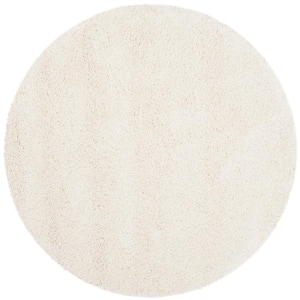 Milan Shag Ivory 10 ft. x 10 ft. Round Solid Area Rug