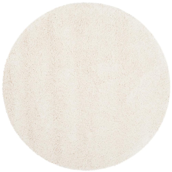 SAFAVIEH Milan Shag 5 ft. x 5 ft. Ivory Round Solid Area Rug