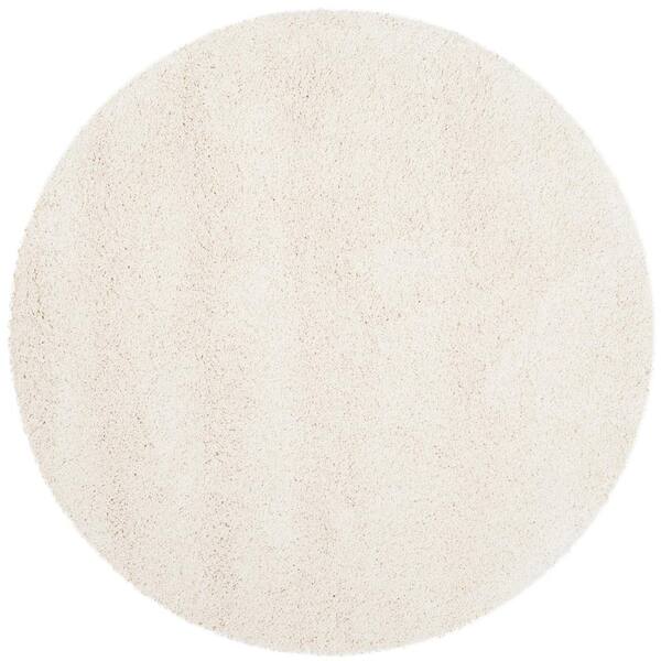 SAFAVIEH Milan Shag Ivory7 ft. x 7 ft. Solid Flokati Round Area Rug