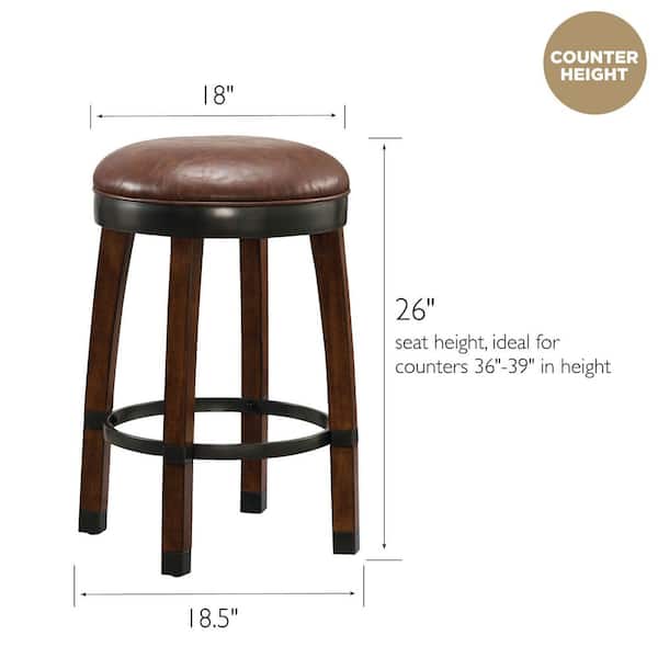 Favorite Finds Sienna Wood Cask Stave Counter Height Stool with Sable Faux Leather Seat (Pack of 2)