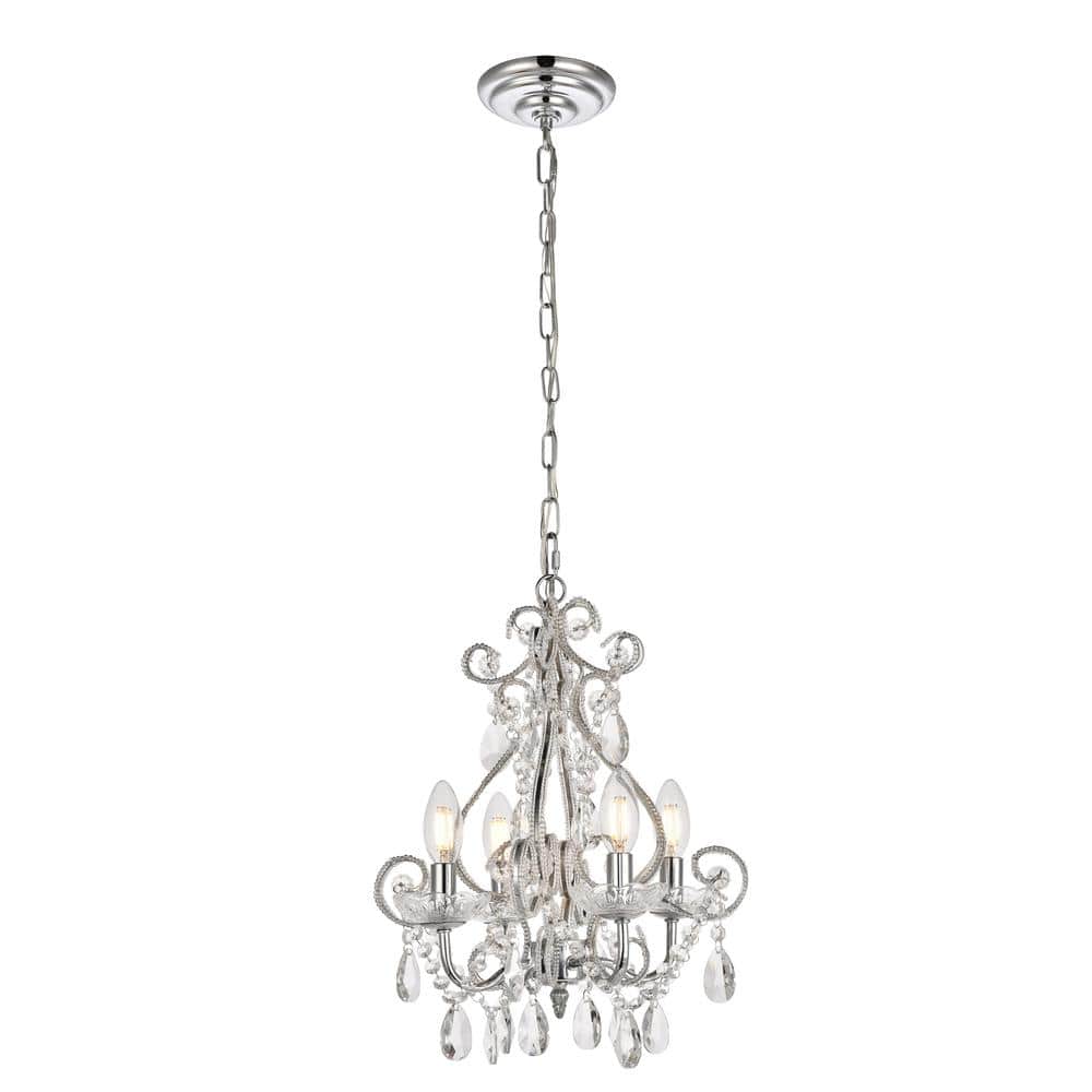 Timeless Home 12.6 in. 4-Light Chrome Pendant Light, Bulbs Not Included